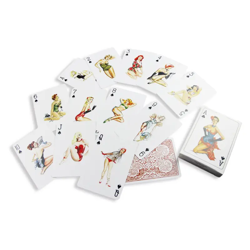 Hochwertige Sex Girl Adult Animal Sexy Poker Set Passen Sie billige japanische Nude Paper Spielkarten mit Metall box an