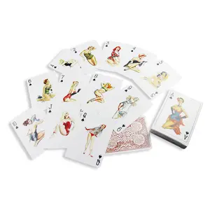 Set da Poker Sexy animale adulto della ragazza del sesso di alta qualità personalizza carte da gioco di carta nuda giapponese a buon mercato con scatola di metallo