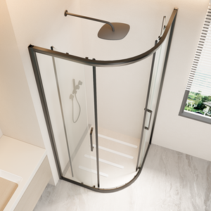 Cabines <span class=keywords><strong>de</strong></span> <span class=keywords><strong>douche</strong></span> coulissantes en aluminium noir <span class=keywords><strong>de</strong></span> style lot, avec cadre en verre trempé, pour hôpitaux et hôtels - Product Image 5