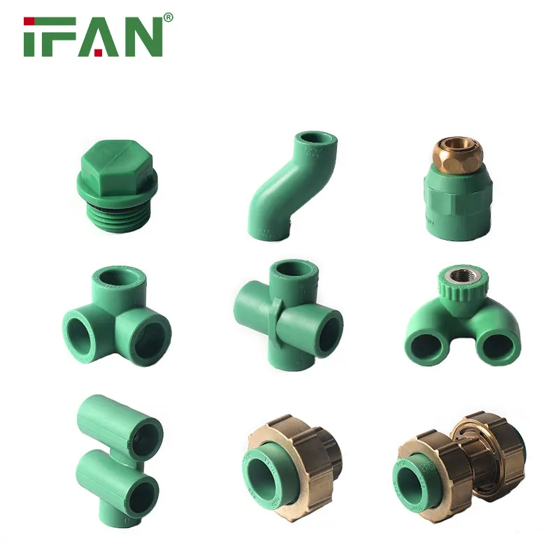 IFANPlus Fábrica Todos os Tipos De Plástico Verde Latão Inserir Encaixes De Tubulação PPR Montagem Para Abastecimento De Água PPR Encanamentos