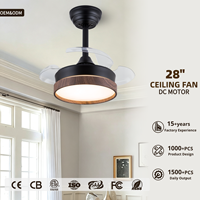 Ventilateur de plafond moderne de 28 pouces avec éclairage LED, télécommande, moteur DC, construction en fer, idéal pour chambre à coucher, salon, chambre d'amis