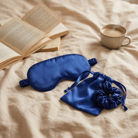 Masque de sommeil en satin, chouchou pour cheveux et pochette de rangement, cache-yeux au toucher soyeux pour le sommeil nocturne et les voyages, avec sangle élastique