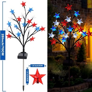 Le festival de la fête de l'indépendance des États-Unis branche d'arbre à énergie solaire montée au sol rouge bleu blanc étoile à <span class=keywords><strong>cinq</strong></span> branches lumières décoratives - Product Image 6