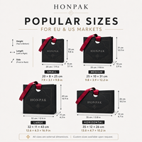 Sac shopping en papier noir de luxe personnalisé avec poignée en ruban, logo en feuille d'aluminium, emballage cadeau haut de gamme pour la marque de bijoux de mode HONPAK