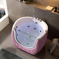 Baignoire Spa Bébé Moderne Autoportante de 48 Pouces avec Hydromassage à Air et LED pour Utilisation Intérieure