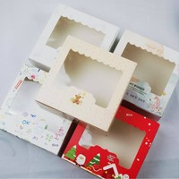 Boîte Cadeau de Pâtisserie avec Fenêtre pour 2/4/6/8 Pièces de Gâteaux au Jaune d'Œuf, Biscuits, Gâteaux de Lune
