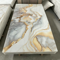 Panneau mural en PVC flexible effet marbre brillant 1220x2440, imperméable et résistant aux UV, pour la décoration des murs des halls d'hôtel