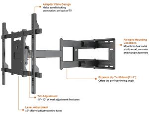Manufacturer Supply High Quality 32"-75" <strong>Long</strong> <strong>Arm</strong> Full Motion <strong>Tv</strong> Wall Mount Soporte De <strong>Tv</strong> Para Folding <strong>Tv</strong> <strong>Brackets</strong> - Product Image 3