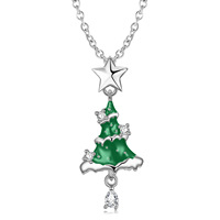 Usine En Gros Série De Noël S925 En Argent Sterling Arbre De Noël Collier En Gros Cadeau De Vacances Collier Chaîne pour Les Filles