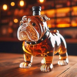 Làm bằng tay 450ml cao Borosilicate trong suốt Tinh thể thủy tinh Decanter chai sáng tạo Bulldog hình chai rượu vang - Product Image 1