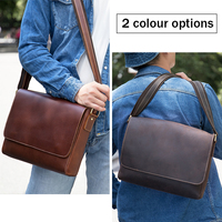 SCHLATUM Grand Sac Bandoulière Rétro en Cuir Véritable Type « Crazy Horse » pour Homme
