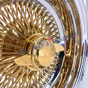 <b>Spoke</b> Wire <b>Wheel</b> 13x7 Wire <b>Wheels</b> Reverse Gold 72 100 Straight 5x114.3 Rims Gold Wire <b>Wheel</b> - Product Image 4