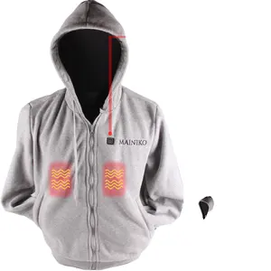 OEM tasarım USB isıtma Unisex kazak kadınlar ve erkekler için spor isıtmalı Hoodie kış polar kumaş gri kış giysileri kapüşonlu