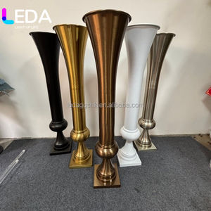 LEDA Wholesale Luxury Metal Flower Vase <b>Gold</b> Silver White <b>Black</b> Vase Shaped Wedding Table Centerpiece <b>Decoration</b> Elegant - Product Image 2