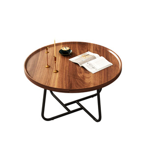 Juego de mesa de madera para el hogar, sala de estar combinada para mesa de centro, mesa redonda de madera maciza multifunción, estilo nórdico - Product Image 1
