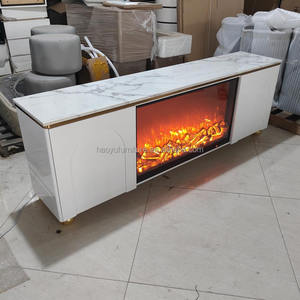 Support de télévision à <span class=keywords><strong>peinture</strong></span> blanche de style moderne avec <span class=keywords><strong>cheminée</strong></span> et dessus en <span class=keywords><strong>marbre</strong></span> Support de télévision à pieds dorés <span class=keywords><strong>pour</strong></span> le salon - Product Image 1