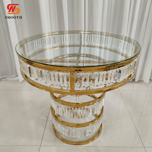 LEDA <b>Party</b> Event Luxury Clear Glass Gold Metal Crystal <b>Table</b> Four-tiered Beaded Curtain Hotel <b>Table</b> for Wedding - Product Image 3