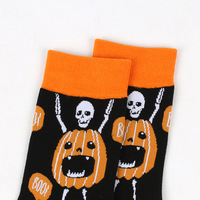 Chaussettes tendance pour couples, style décontracté, chaudes, absorbantes et désodorisantes, motif tête de citrouille amusante, pour l'automne et l'hiver