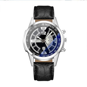 Nouvelle montre à bracelet en cuir en verre bleu clair à trois yeux pour hommes montre à quartz pour hommes la plus vendue - Product Image 5