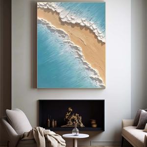 Peinture contemporaine murale de plage, art tactile de la côte, décoration murale originale pour la maison et la galerie - Product Image 5