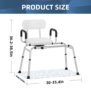 360 °   Silla de Ducha Giratoria y Deslizante, Banco de Transferencia Ajustable para Bañera, Almohadilla Antideslizante, Reposabrazos Impermeables, Capacidad de Peso de 350 LB, Silla de Baño - Product Image 4
