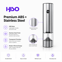 Electric Salt and Pepper Grinder Set Stainless Steel 70ml Type-C Rechargeable One Button LED Transparent Spice Mill