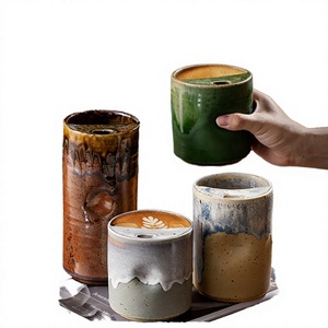 Mug à café en céramique artisanale rétro FENN, en poterie brute Fambe, 500ml/610ml/878ml, créatif, cadeaux Caly Straw, compatible micro-ondes - Product Image 3