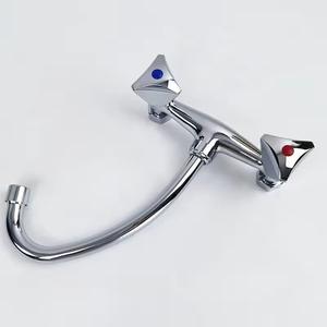 Grifo de Cocina Moderno de Pared con 2 Manijas, Válvula de Cerámica, Fácil Instalación, Diseño de Lámina Plana, 1.0-1.9 gal/m - Product Image 3