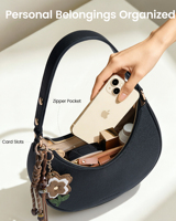 LOVEVOOK Tas Selempang Fashion dengan Ritsleting, Tas Tangan Mewah Kecil untuk Wanita, Remaja Putri, Tas Mini Vintage untuk Sekolah dan Kantor