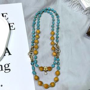 Collar de Jade Amarillo en Forma de Bola Estilo Monedas de Mongshan, Vintage, de <span class=keywords><strong>Segunda</strong></span> <span class=keywords><strong>Mano</strong></span>, con Capas Largas, para Mujer, Aniversario - Product Image 2