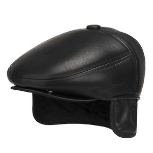 Black PU Baseball Cap For Men Warm Windproof Outdoor Hat Autumn Winter Fleece Lined Ear Covering Adult Size M L - Product Image 2