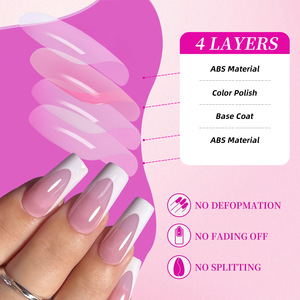 Lot de 144 faux ongles artificiels préfabriqués pour doigts et orteils – Kit de pose rapide réutilisable – Embouts d'ongles français - Product Image 2