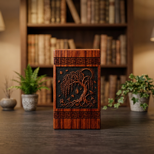 Urna de Madera para Recuerdos Conmemorativos, Caja con Patrón de Árbol Tallado, Contenedor para Cenizas de Cremación, Regalo Conmemorativo - Product Image 4