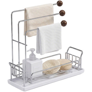 304 Stainless Steel Kitchen Dishcloth <b>Drainer</b> Rack L-Shaped Multi Function Storage <b>For</b> Towels Sponges Window Sill <b>Sink</b> Organizer - Product Image 5