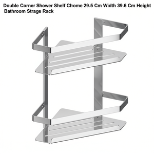 Étagère de douche d'angle double chromée, largeur 29,5 cm, hauteur 39,6 cm, support de rangement pour salle de bain - Product Image 3