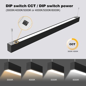 Lámpara Lineal Arquitectónica LED Negra de 4 Pies, de Aluminio, 3CCT, Iluminación Colgante para Taller, Oficina, Tienda, Regulable - Product Image 4