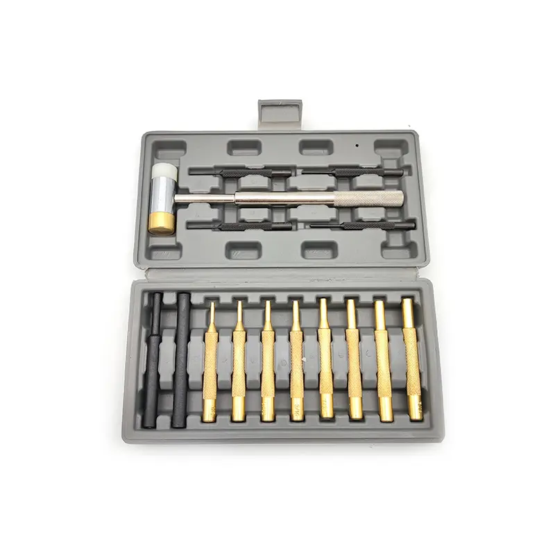 Hand Tool Set 15 PCS Pin Punching Boxed Set Gun Jewelry Round Blunt Supply Cylindrical Center Brass Pin Punch And Hammer