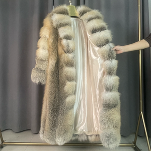 Özelleştirilebilir Casual Streetwear uzun kış kalınlaşmış sıcak tam kollu yüksek kalite moda kadın tilki kürk gerçek altın - Product Image 5