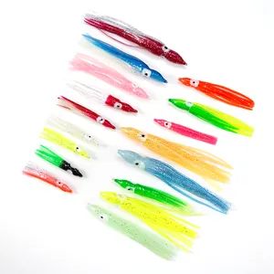 Hunthouse 17 colori 5-18cm esca da pesca gonne di polpo in plastica morbida Glow Luminous Squid Lure 9cm Squids gonne