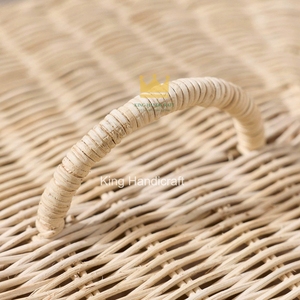 ตะกร้าผ้าสไตล์วินเทจสานด้วยมือจากหวาย พร้อมโบว์ตกแต่งสำหรับใส่ผ้า - Product Image 3