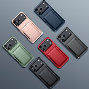 Ẩn Thẻ Ví chức năng thiết kế 2-in-<span class=keywords><strong>1</strong></span> TPU trường hợp điện thoại cho Iphone 17 Pro Max chống sốc Bìa chủ thẻ điện thoại di động trường hợp - Product Image 2