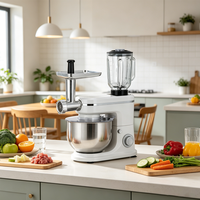 Batteur sur socle électrique puissant en acier inoxydable 6L, mélangeur à pâte multifonction avec broyeur et mixeur pour boulangerie