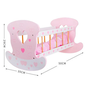 Juego de Ropa de Cama para Juego de Roles, <span class=keywords><strong>Cuna</strong></span> para Muñecas <span class=keywords><strong>Reborn</strong></span>, Muebles de Juguete, <span class=keywords><strong>Cuna</strong></span> de Madera, Muebles de Madera, el Mejor Regalo para Niñas - Product Image 4