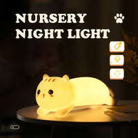 Mini veilleuse LED en silicone en forme de chat, rechargeable USB Type-C, 7 couleurs changeantes, blanc chaud, intensité réglable, garantie 1 an, pour chambre d'enfant