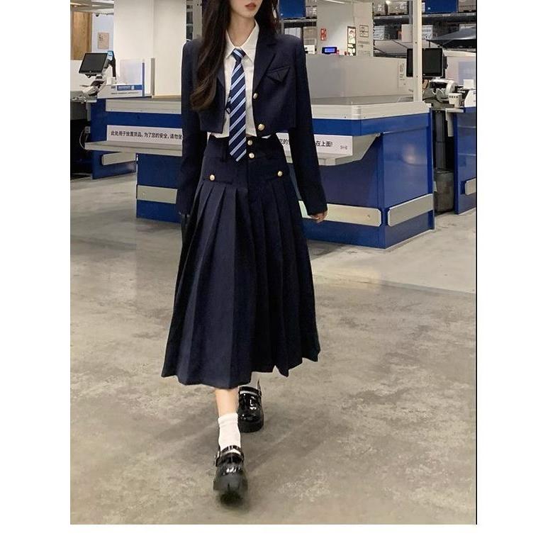 Three-piece set - suit jacket, skirt, and shirt [Tie included]