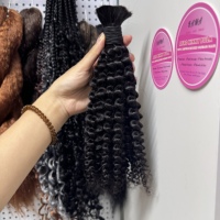 KAMA Mèches de cheveux humains pré-étirées pour tressage au crochet, en vrac, 100 grammes, bouclées style Jerry, sans trame, pour tresses bohèmes
