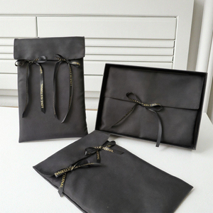 ChuangHua Wholesale Black Twill Cotton <b>Envelope</b> Pouch for Shoes Dress Cloth Dust Bag Logo Custom for Jewelry <b>Gift</b> Packaging - Product Image 1
