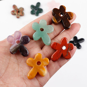 Vintage Five Petal Flower Pendant Crystal Agate <strong>Stone</strong> Carved Blossom Eco-friendly DIY Decoration Craft Accessory Material - Product Image 3