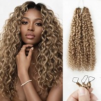 Extensiones de Cabello Humano Remy Rizado Birmano 100% al por Mayor, Súper Doble Trama, Color Rubio Miel para Trenzar