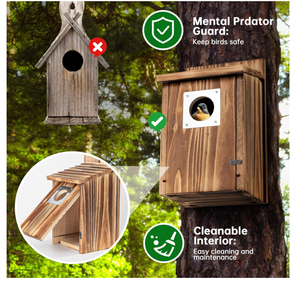 Grande maison d'oiseau en bois de qualité supérieure de style de luxe pour l'extérieur et l'intérieur Motif solide pour les chalets de jardin - Product Image 2